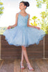 Big Girls Multi Color Double Spaghetti Rhinestone Embroidered Gown 4-16 - SophiasStyle.com
